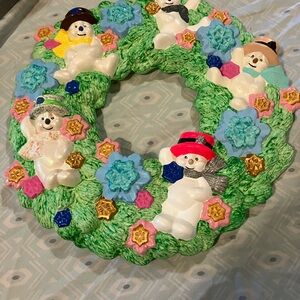 Hand painted snowman wreath